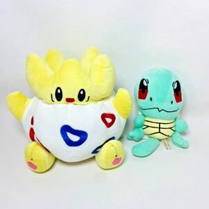 Lot of 2 TOGEPI SQUIRTLE Pokemon Center Sitting Cuties‎ Stuffed Poke Plush Egg